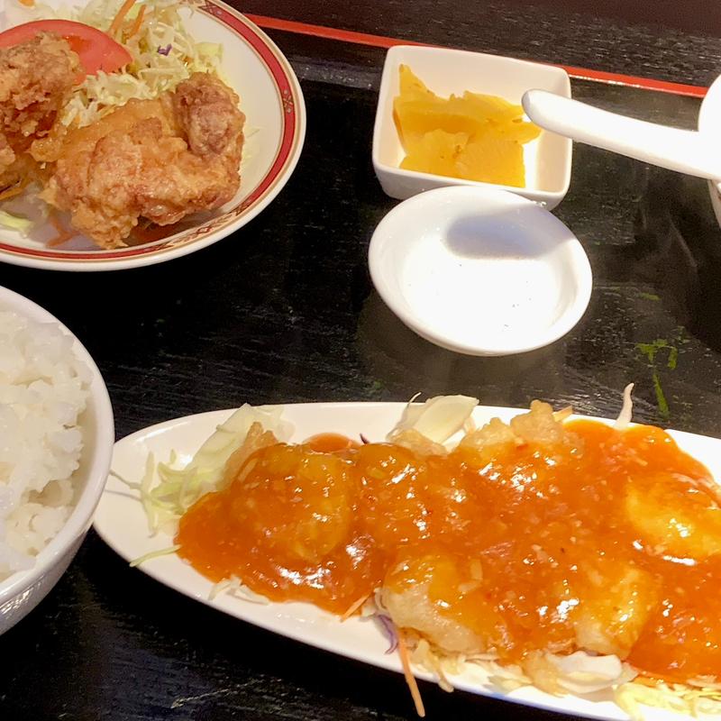 エビチリ定食(中華工房 龍伸)