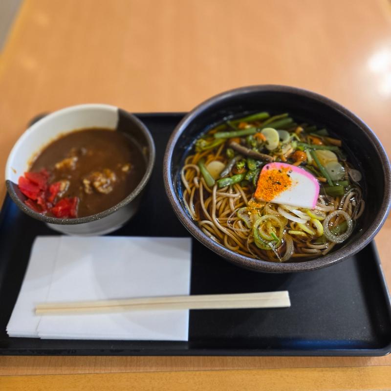 山菜なめこそば【ミニカレーセット】(横川サービスエリア)