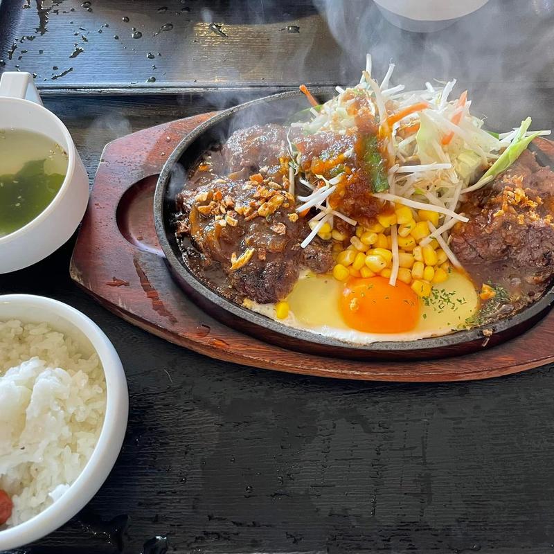 炭火焼きハンバーグ&ステーキどっちもセット(炭火焼きハンバーグ＆ステーキ アトム)