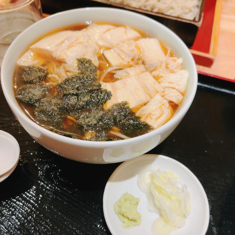 湯葉と有明海苔のそば(登喜和屋)