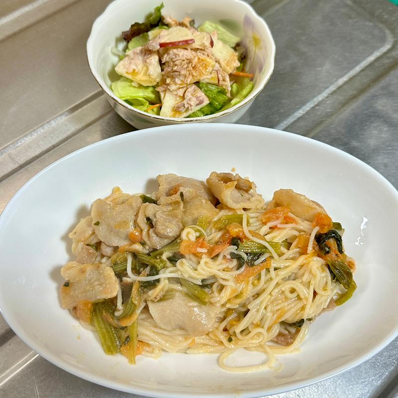 豚肉とほうれん草のそうめんチャンプルー(ベルクス 東墨田店)