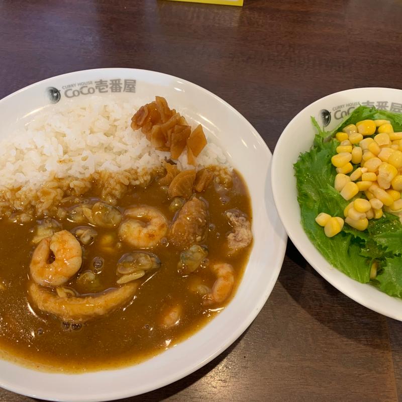 海の幸カレー1辛サラダセット(CoCo壱番屋 浦添バークレーズコート店 （ココイチバンヤ）)