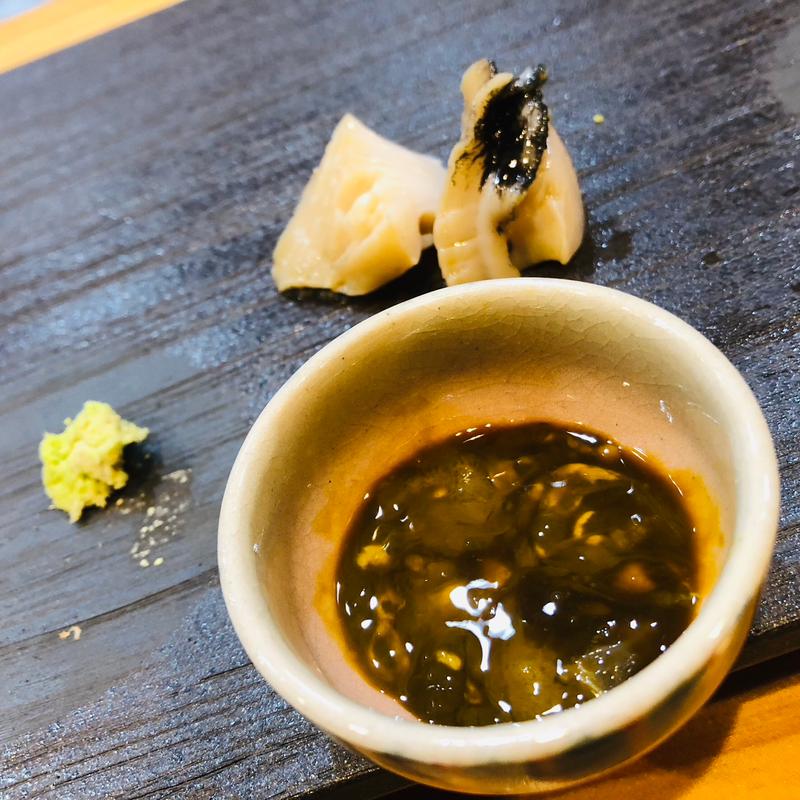 鹿児島産ナガラメの肝醤油和え_まぁさ膳(鮨まぁさ)