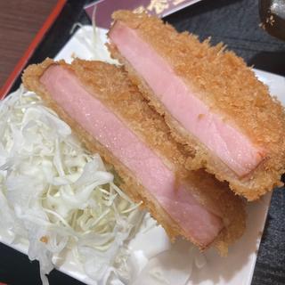 厚切りハムカツ(肉屋食堂　たけうち)
