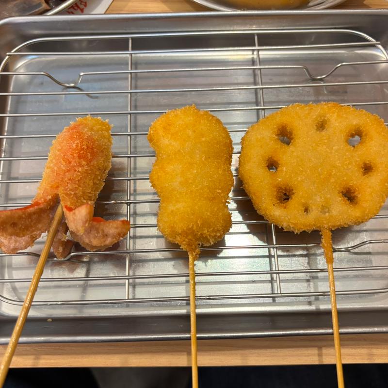 タコウインナー、にんにく、レンコン(串カツ田中 スイングモール東岡崎店)