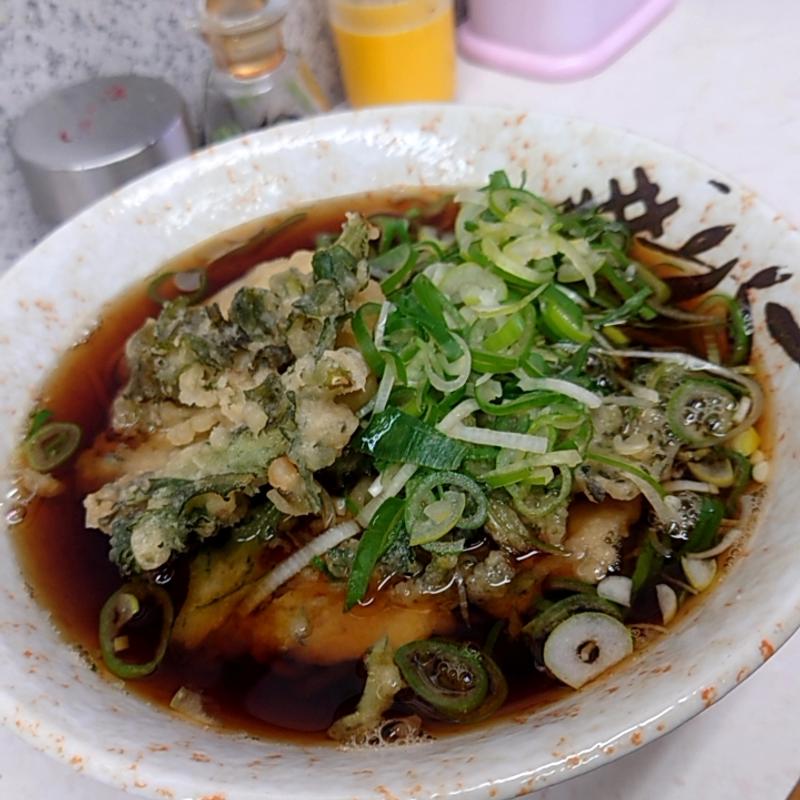 春菊天そば＋ネギトッピング(みまつ )