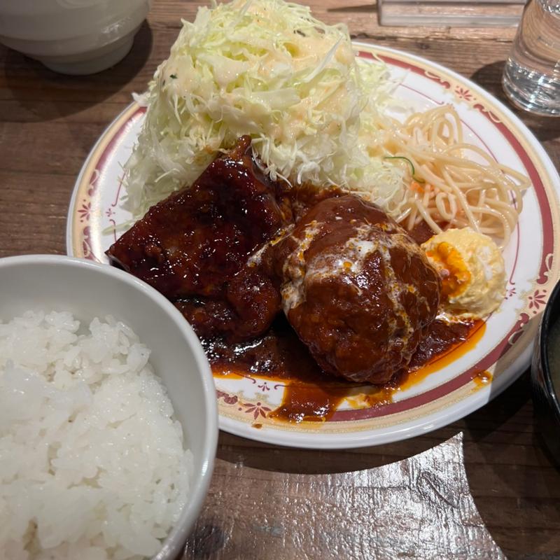 トンテキハンバーグ定食(食堂チャチャチャ)