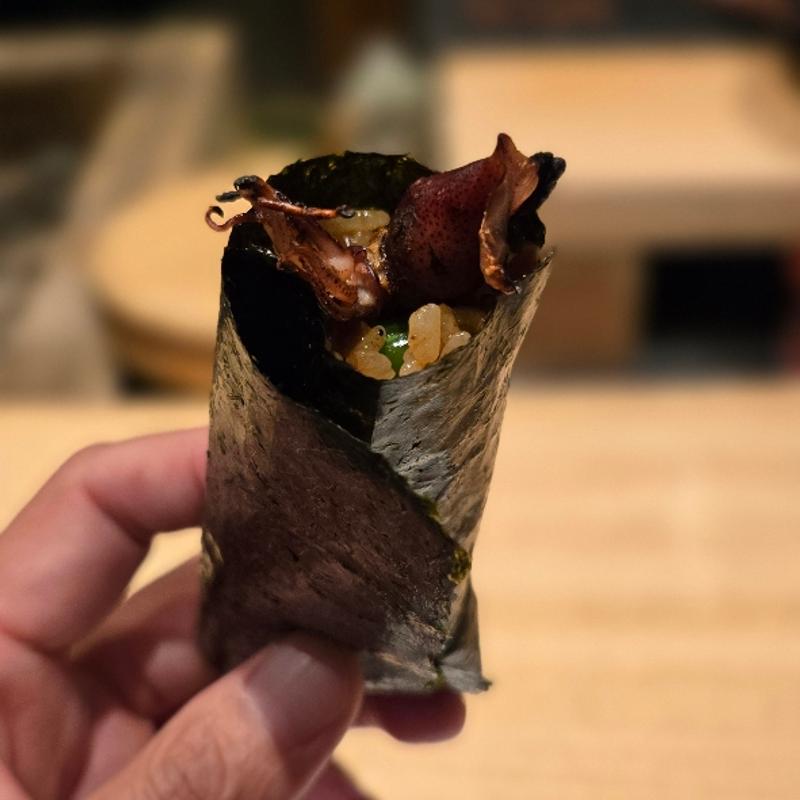 ・ホタルイカなめろうご飯手巻き(炭の音 あすと)