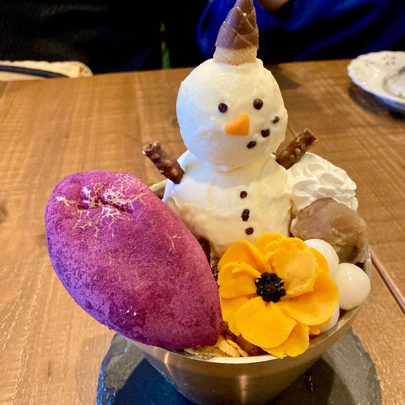 コグマパンとすのーまんのパフェ(アンジェルカフェ)