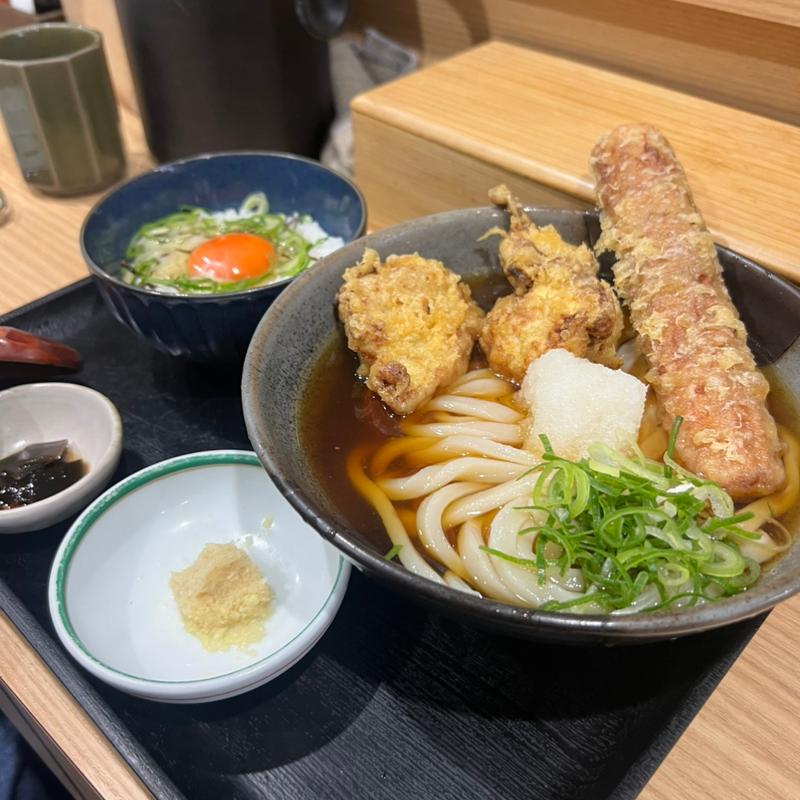 とりちく天おろしぶっかけうどんセット(川久麦笑)