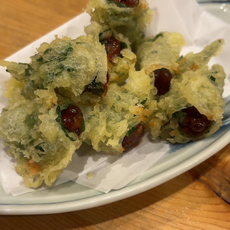 すじこの天ぷら(田中トリオ)