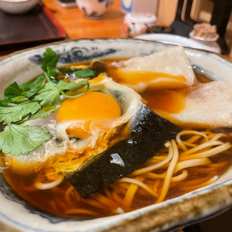 揚げ餅月見蕎麦(伍法)