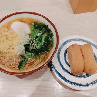 朝そば　温玉・ほうれん草