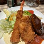 Cセット(合挽ハンバーグ.エビフライ.カニクリームコロッケ)(グリル ロン)