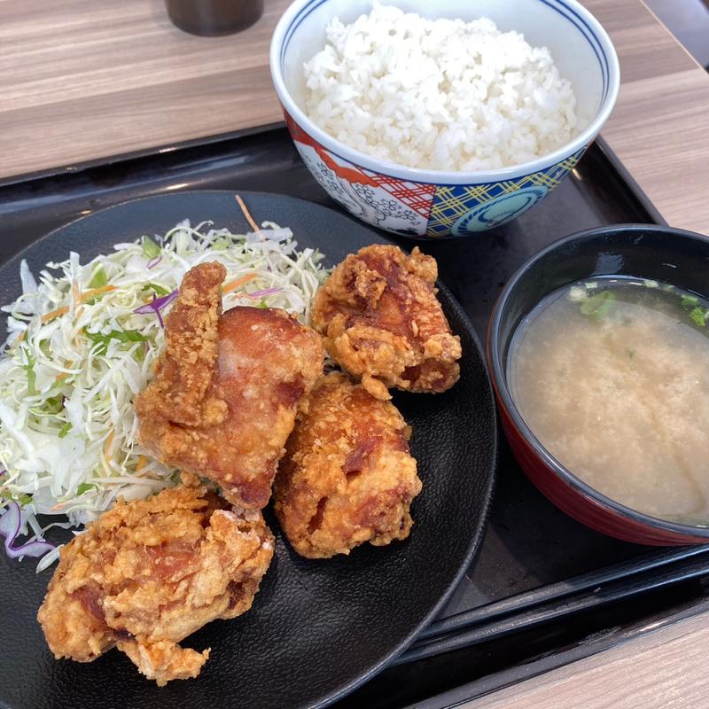 から揚げ定食(吉野家 帝塚山店)