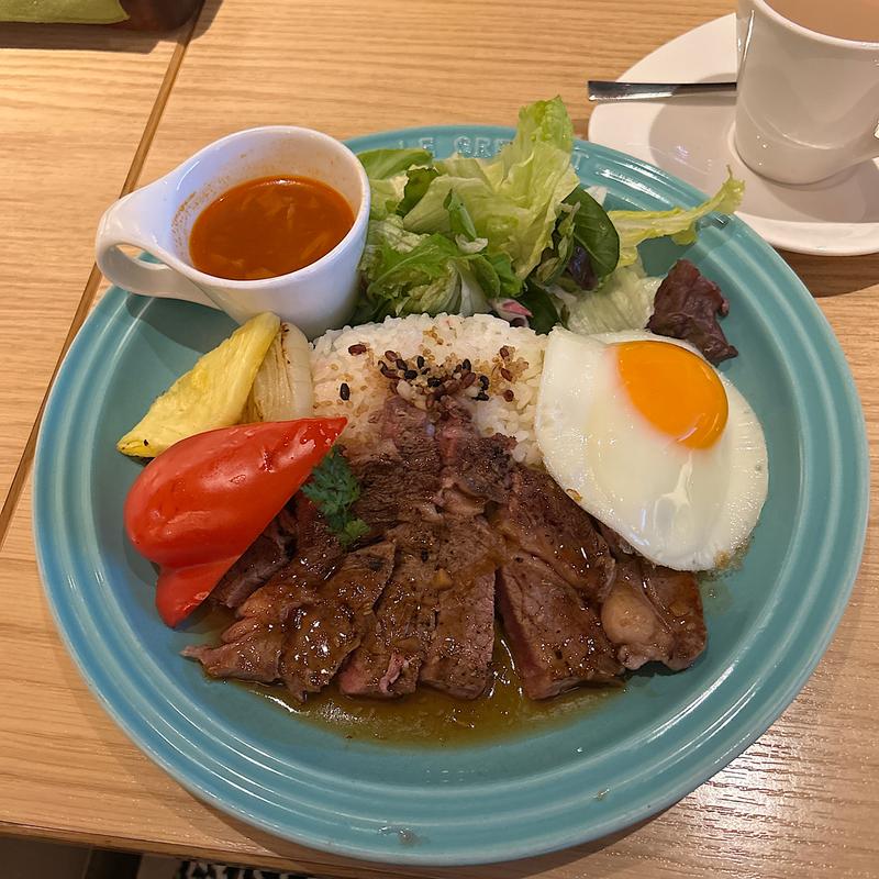 リブロースステーキロコモコセット(むさしの森珈琲 川口元郷店)