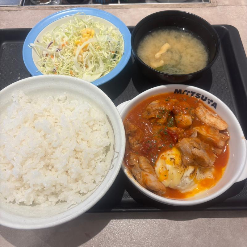 煮込みトマトチキン定食(松屋 中野坂上店)