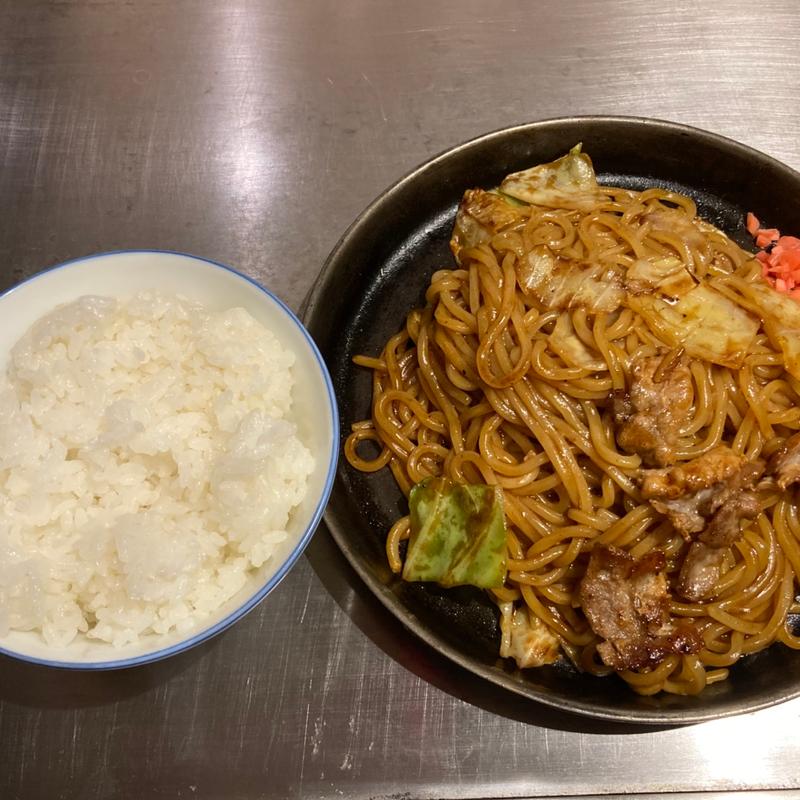豚焼きそば&ご飯(五郎っぺ食堂)