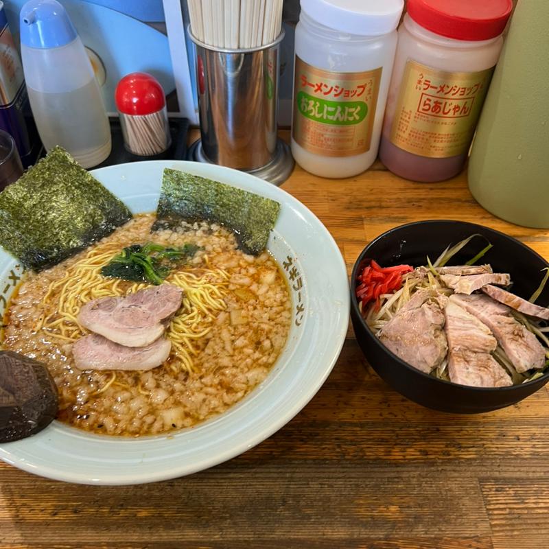 黒白酢ラーメン　ネギチャーシュー丼(ラーメンショップ椿 上彦川戸店)