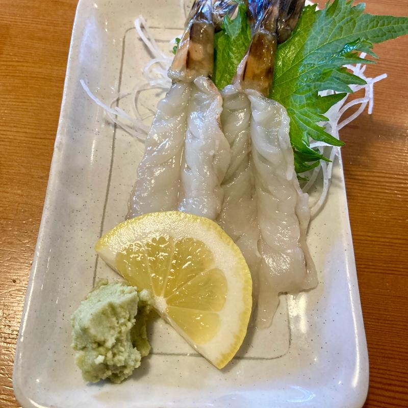 天然車海老の刺し(や台ずし 藤沢本町)