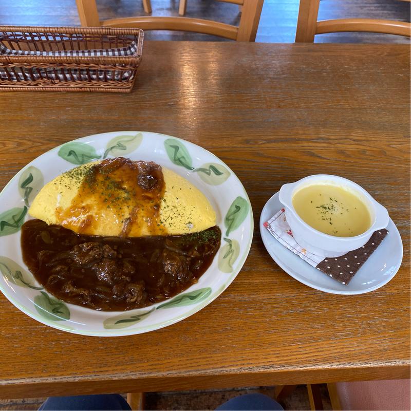 ハヤシソースのオムライスM (スープorサラダ、ドリンク付)(みるくカフェ )