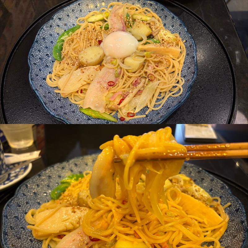 イベリコ豚と春野菜づくしのよくばりスパゲッティー (醤油バター)(洋麺屋五右衛門 ビブレ21店)