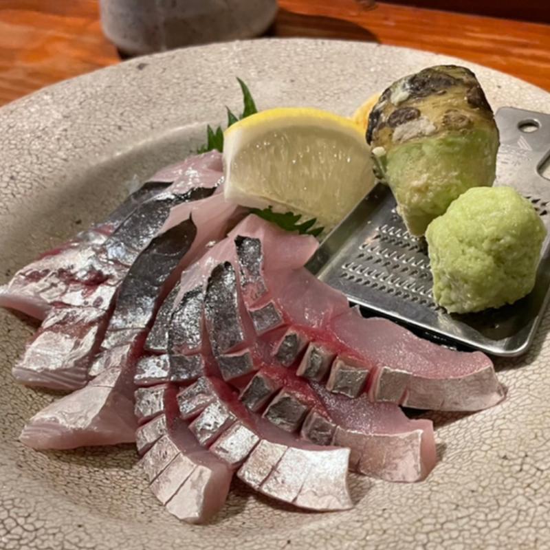 アジ刺身(きょうの魚と酒 よかうお)