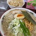 朝ラー 脂多め ガリバタ飯(中華そば太平楽 六丁の目店)