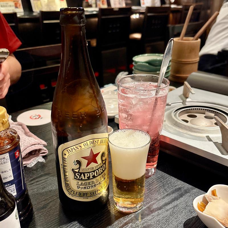 サッポロラガービール赤星(もつ鍋らく 大岡山本店)