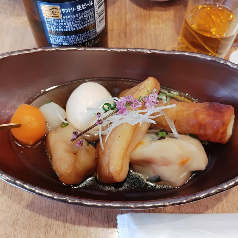 ミニビール&6点盛り(小田原おでん本陣)