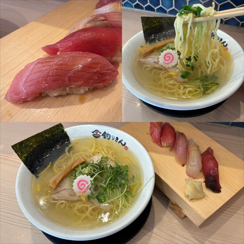 赤酢握り特上5貫・真鯛中華そばセット(鮨ららぁー麺釣りきん鶴屋町店)