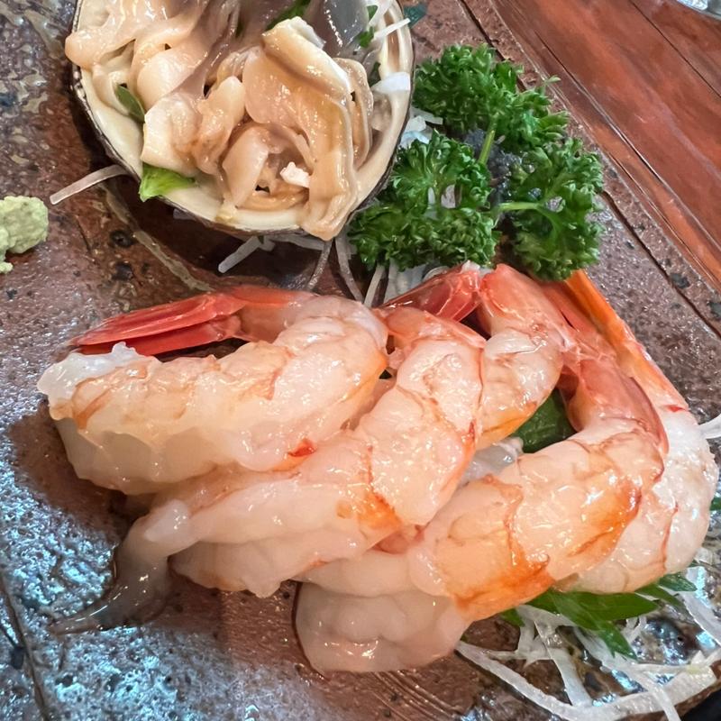 赤海老、ホッキ貝刺身(おたふく)