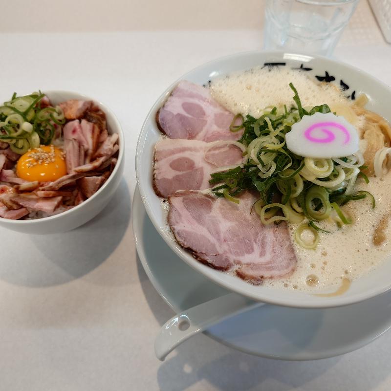 鶏そば+レアチャーシュー丼(鶏そばあさひ)