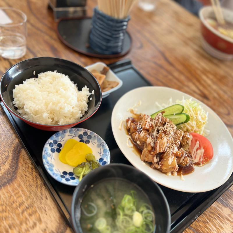 鶏の照焼特製マヨネーズ定食(三星食堂)