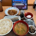 塩さばたまかけ朝食　豚汁変更　アイスコーヒーL(すき家 八潮西袋店)