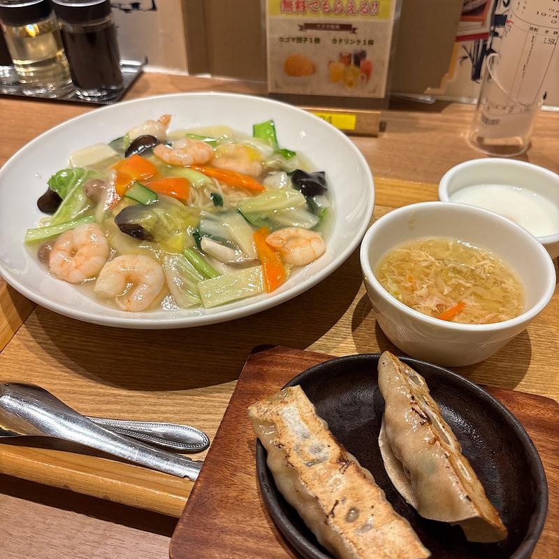 海老焼そばセット(西安餃子 ビーンズ赤羽店)