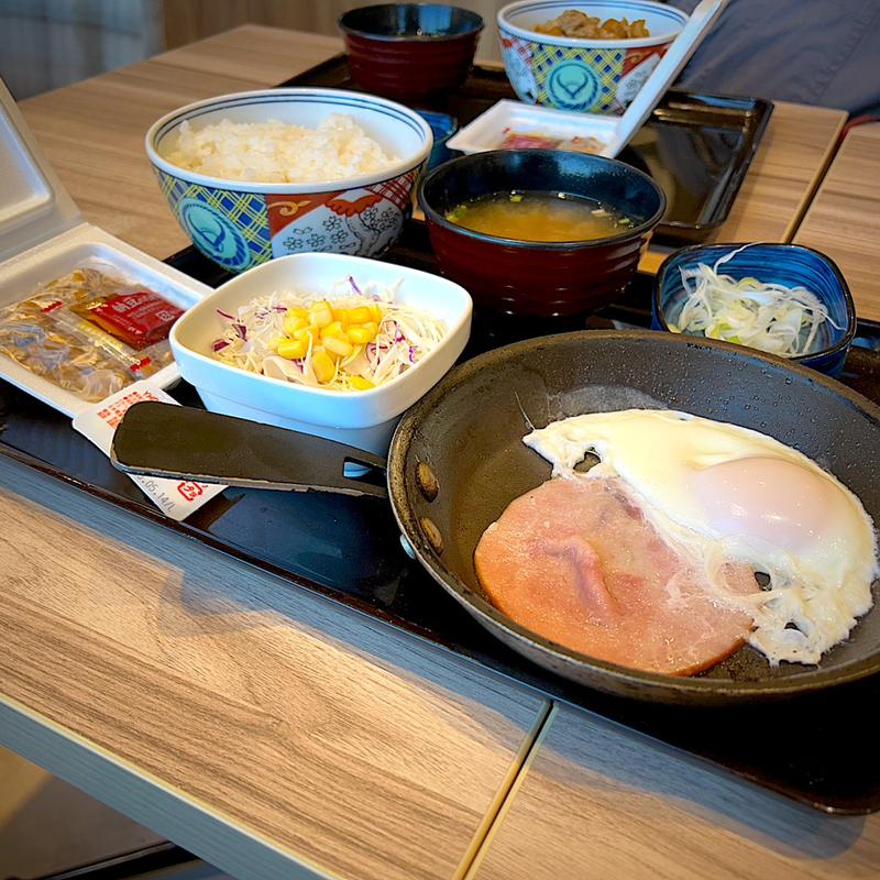 ハムエッグ納豆定食(吉野家 仙台河原町店 )