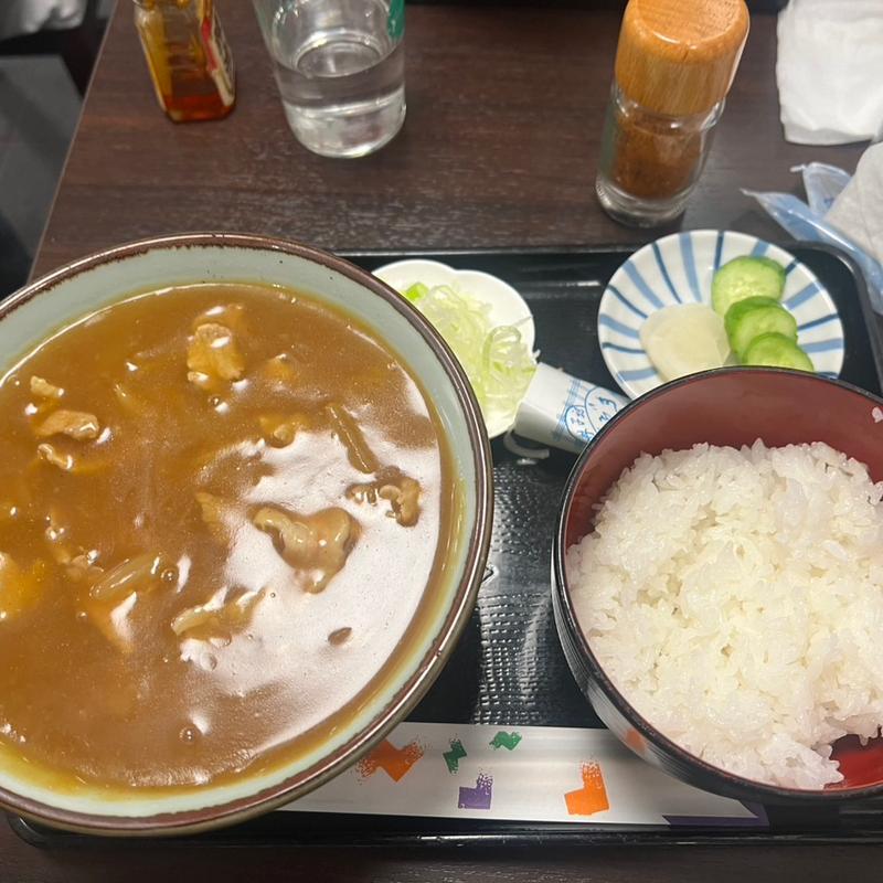 カレー南蛮そば　小ライス(辰巳庵)