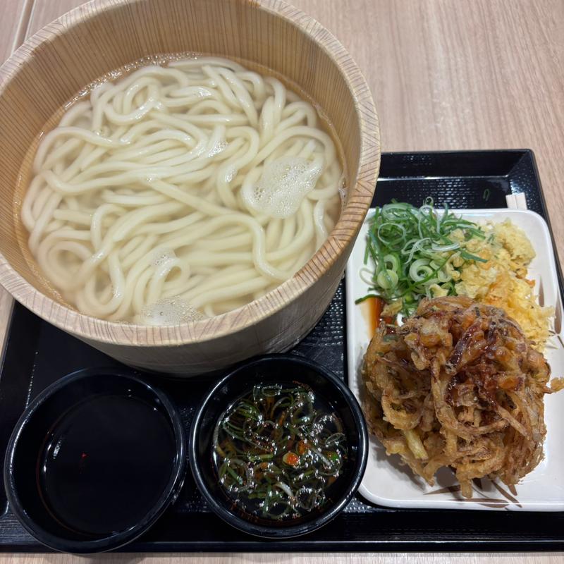 釜揚げうどん(得)とかき揚げ(丸亀製麺イオンモール岡崎)
