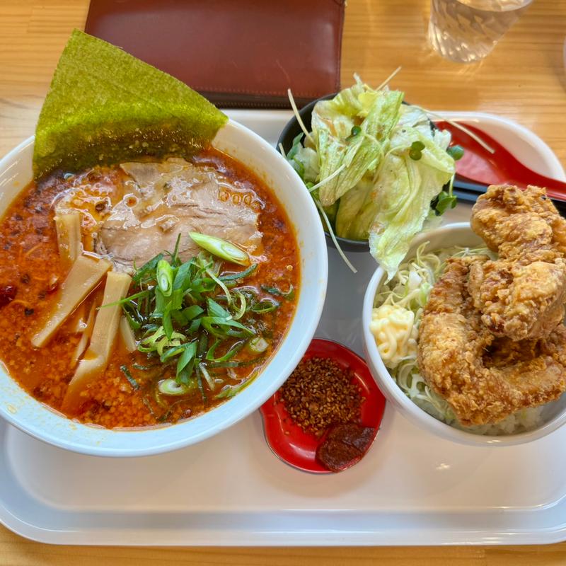 激辛ラーメン大盛5辛＋唐揚げ丼(京都らーめん きわみ亭)