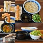 釜揚げうどん得盛りにジャンボカニカマ天(丸亀製麺中野セントラルパーク)