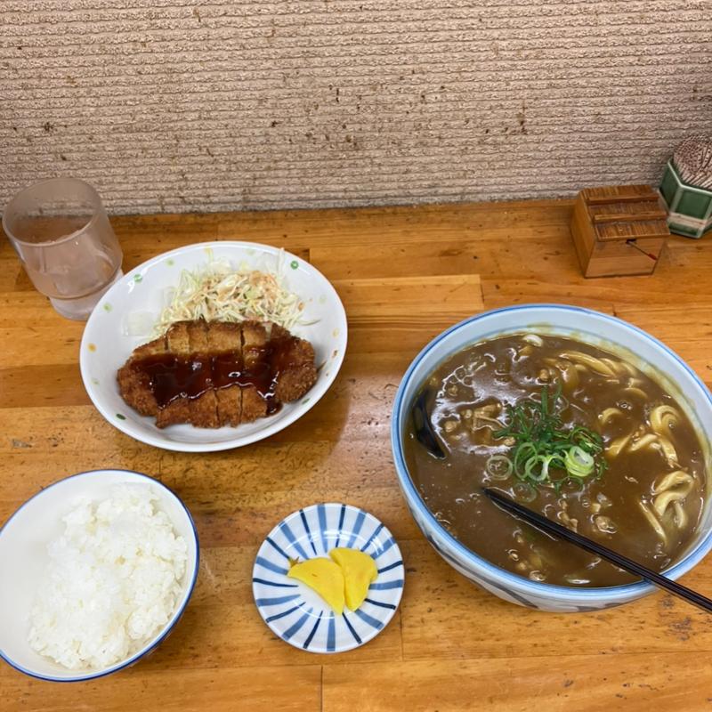 カレーうどん定食(河内かすうどん)