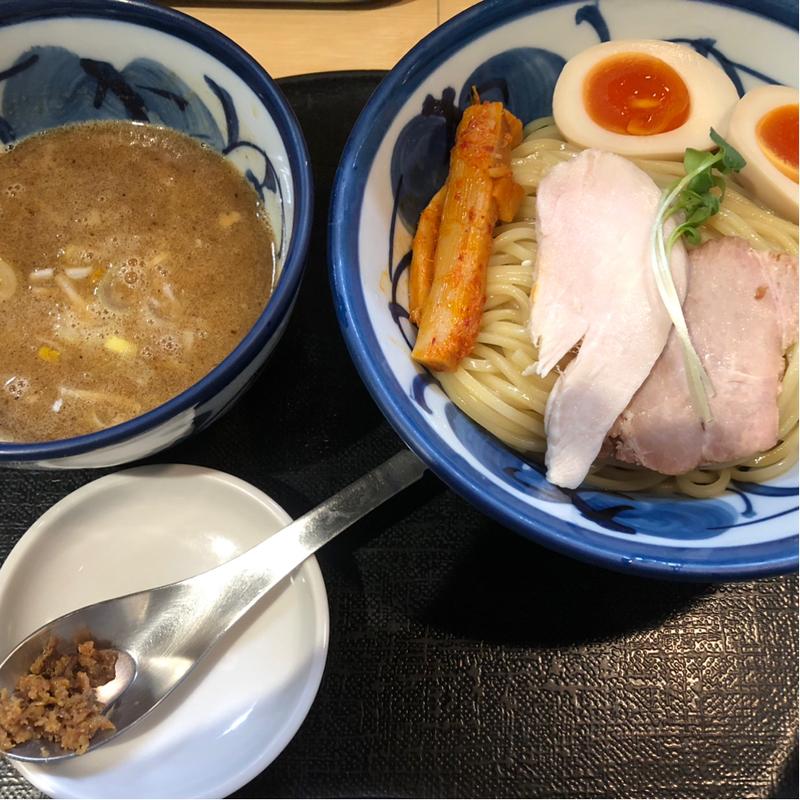 鶏と魚介の煮玉子つけ麺(つけ麺 たけもと)
