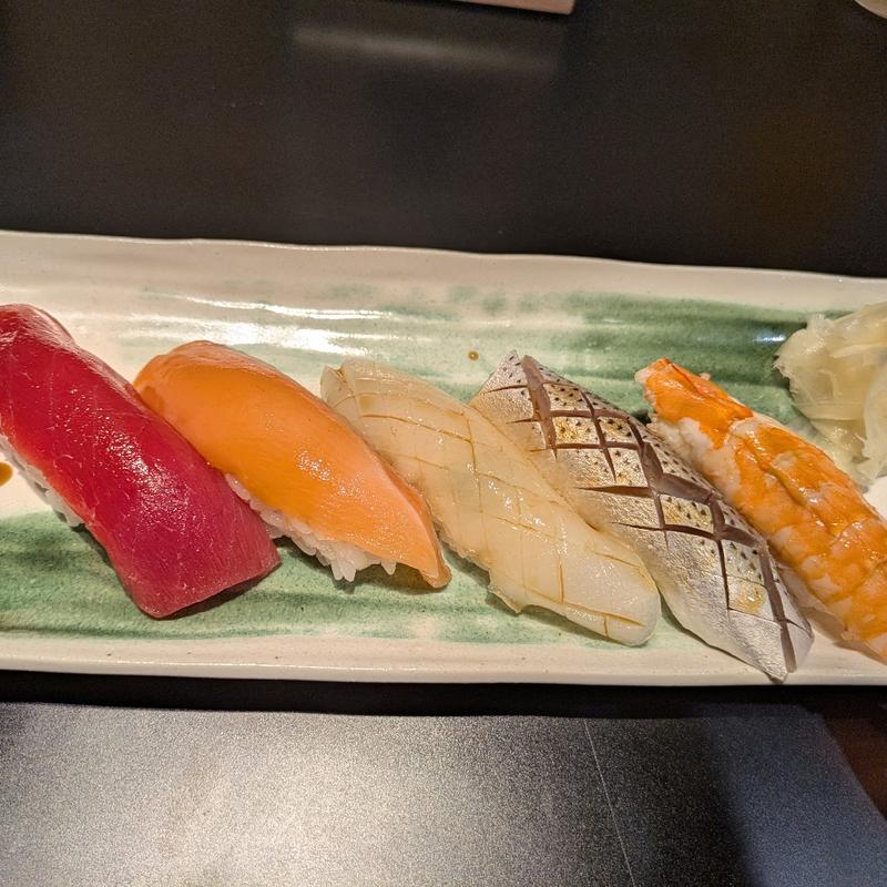 本日の握り5貫(麺・鮨 ワタリガラス)