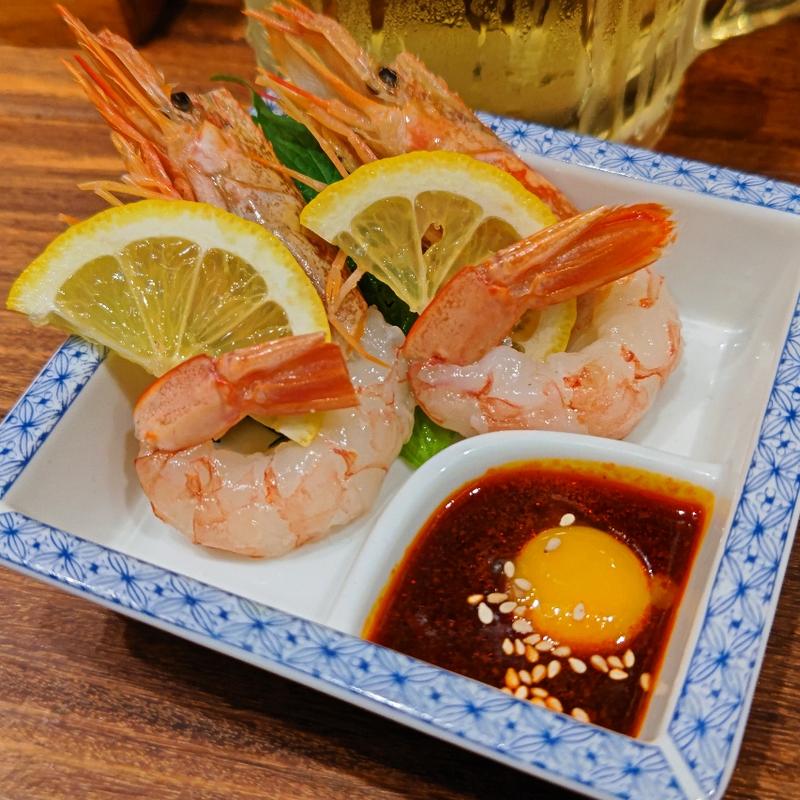 赤海老刺しユッケ風(焼売スタンド きんぎょ)