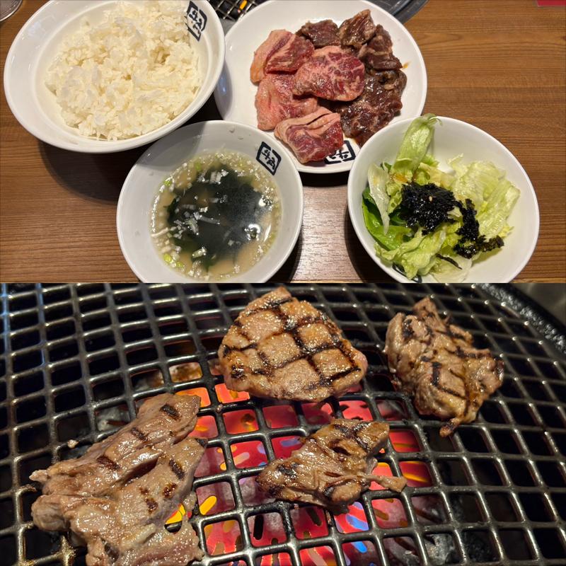 牛角カルビ & 牛角ハラミ 定食 120 g(牛角 横浜北幸店)