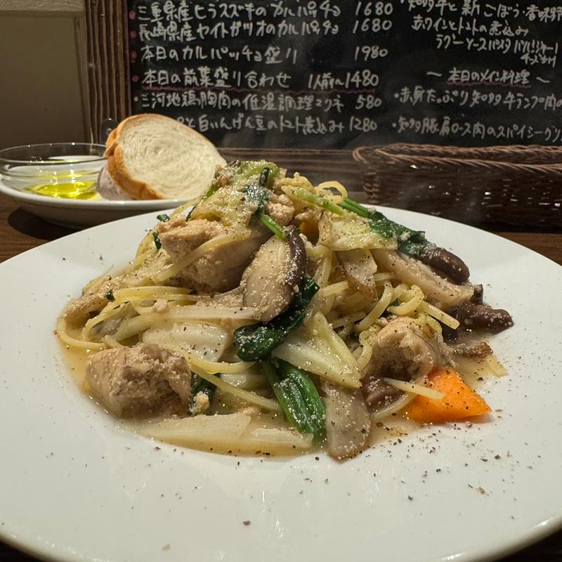 北海道産タラコと季節野菜のオイルソースパスタ ほんのり和風仕立て(山田食堂 )