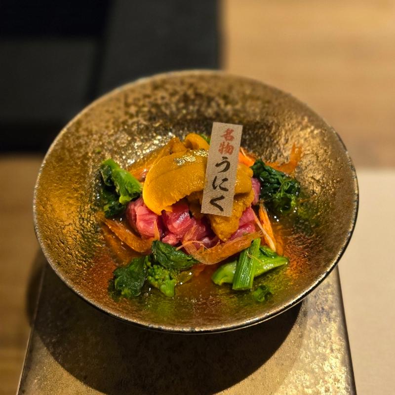 名物うにく 桜海老と菜種のタルタル(和牛懐石 但馬屋 )