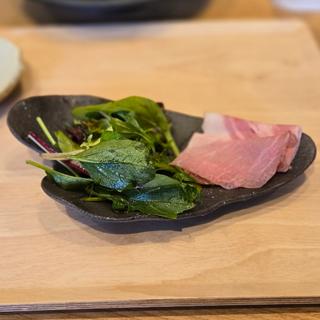 有機野菜サラダ 自家製ハム バルサミコ酢(とんかつ U.F.O)