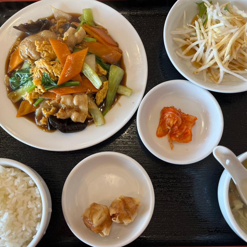 木耳と玉子と豚肉炒めランチ(台湾料理 萬福)